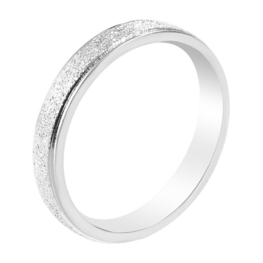 4mm Women Band Ring Frosted Stainless Steel Ring